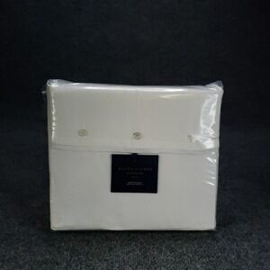Ralph Lauren Linen Queen Flat Sheet Solid Alabaster White NEW Flat Sheet Only